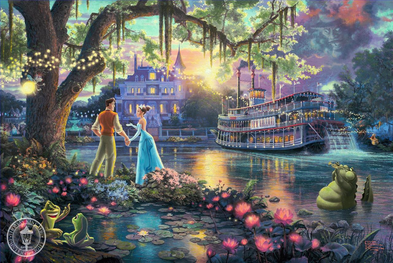 プリンセスと魔法のキス トーマス・キンケード油絵